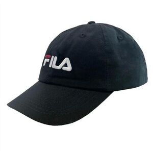 NEW Fila Snapback Classic Baseball Hat OS Black White Logo Cotton Adjustable
